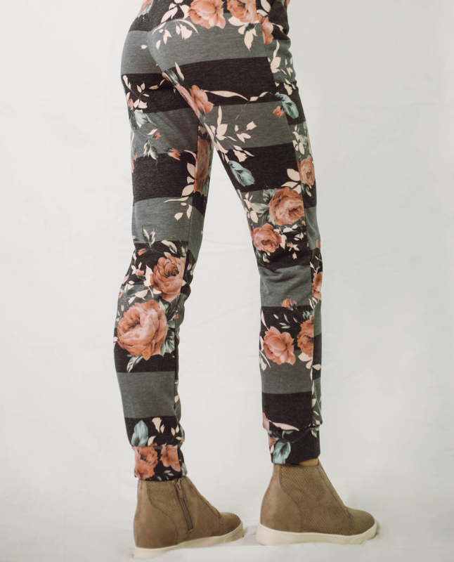 Stripe and Floral Joggers