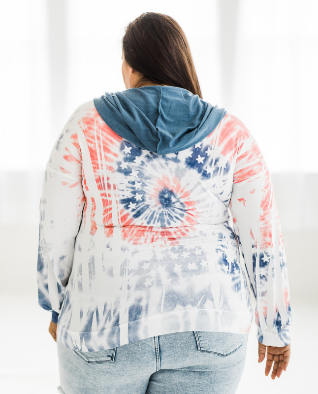 Americana Tie Dye Zip Up Hoodie