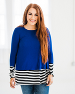 Load image into Gallery viewer, Long Sleeve Stripe &amp; Solid Contrast Top
