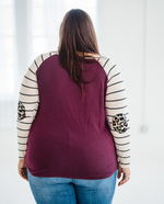 Load image into Gallery viewer, Burgundy Style Stripe Raglan Top
