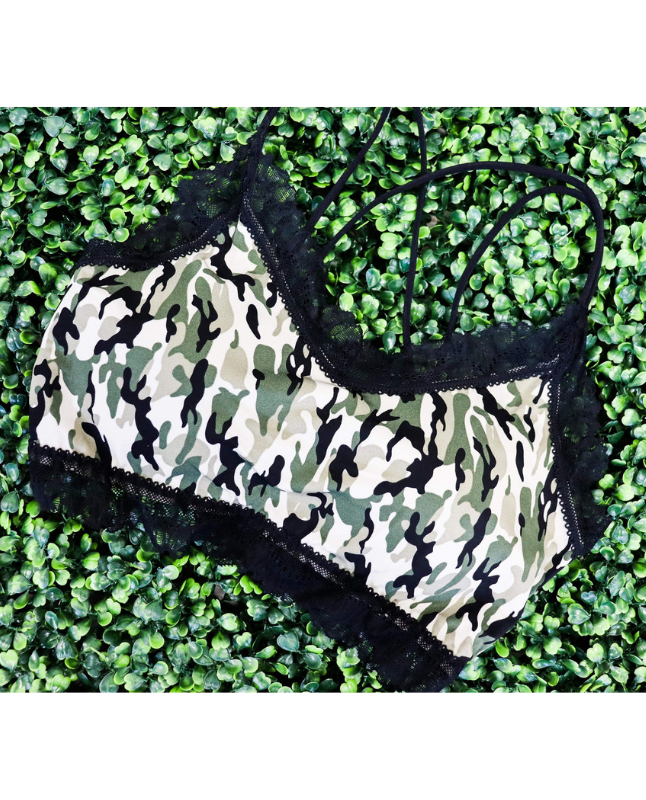 Not So Racey Lacey Bralette - Camo