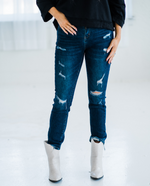 Load image into Gallery viewer, Always Feeling Positive Distressed Denim
