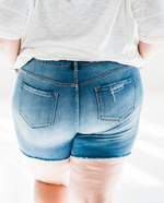 Load image into Gallery viewer, Keyed Up Distressed Denim Shorts
