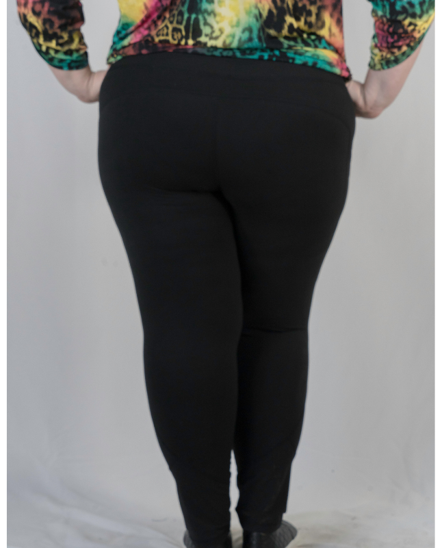 Full Length Wide Waistband Yoga Leggings - Black