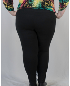 Full Length Wide Waistband Yoga Leggings - Black