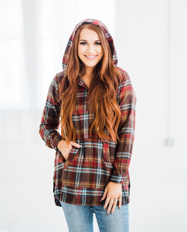 Brushed Flannel Hoodie Tunic