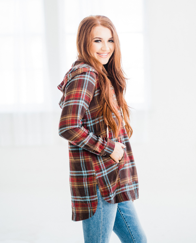 Brushed Flannel Hoodie Tunic