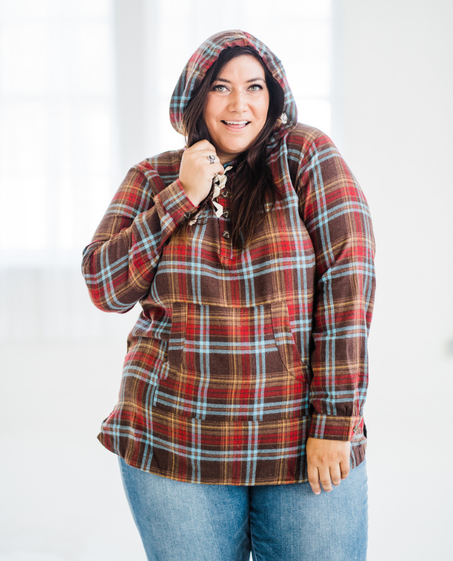 Brushed Flannel Hoodie Tunic