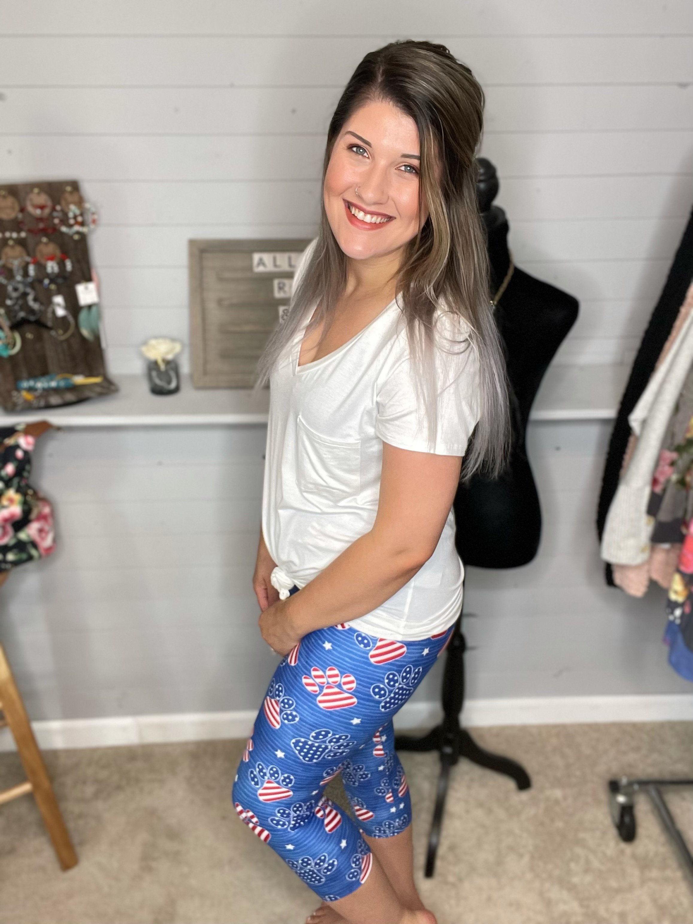 Patriotic Paws Capri Leggings